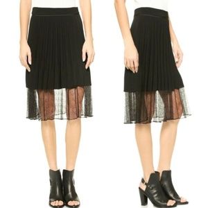 NWT rag & bone Crepe Accordian Pleated Lace Skirt